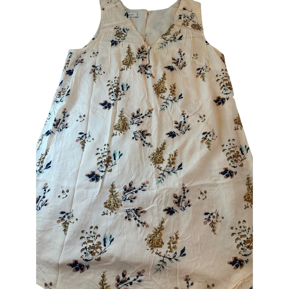 Gentle Fawn Floral Shift Dress Womens Small Cream Boho Crochet V-Neck Sleeveless